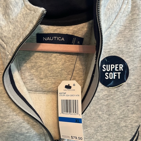 Nautica Men's Light Gray Zip-Up Sweater - Picture 2 of 5